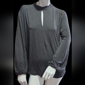 Amour Vert Charcoal Keyhole Blouse